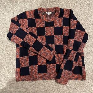 Madewell pink black plaid sweater